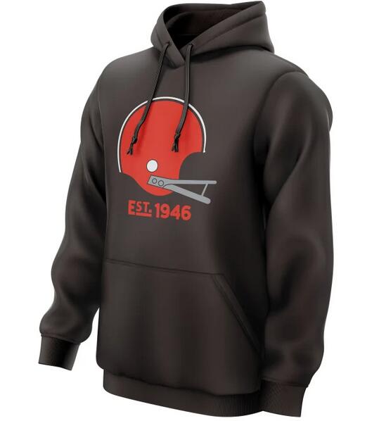 Men's Cleveland Browns Grey NFL 75th Anniversary Helmet Logo Pullover Hoodie