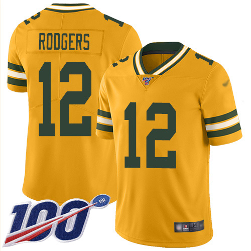 Nike Packers #12 Aaron Rodgers Gold Men's Stitched NFL Limited Inverted Legend 100th Season Jersey Nike Packers #12 Aaron Rodgers Gold Men's Stitched NFL Limited Inverted Legend 100th Season Jersey