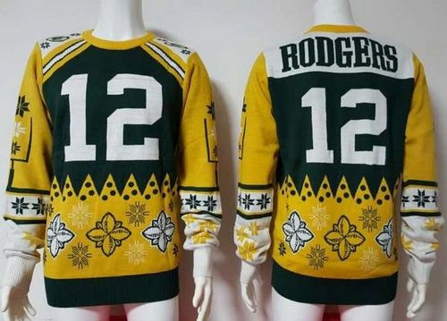 Nike Packers #12 Aaron Rodgers Green/Yellow Men's Ugly Sweater Nike Packers #12 Aaron Rodgers Green/Yellow Men's Ugly Sweater