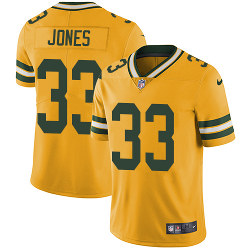 Nike Packers #33 Aaron Jones Yellow Men's Stitched NFL Limited Rush Jersey Nike Packers #33 Aaron Jones Yellow Men's Stitched NFL Limited Rush Jersey