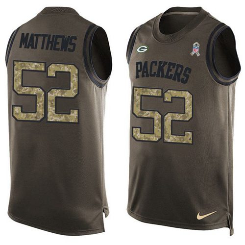 Nike Packers #52 Clay Matthews Green Men's Stitched NFL Limited Salute To Service Tank Top Jersey Nike Packers #52 Clay Matthews Green Men's Stitched NFL Limited Salute To Service Tank Top Jersey