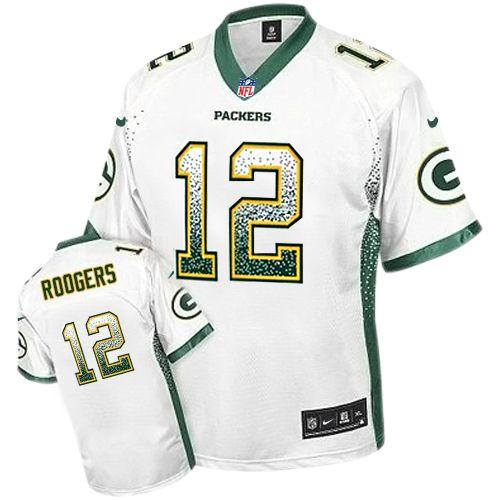 Nike Packers #12 Aaron Rodgers White Men's Stitched NFL Elite Drift Fashion Jersey Nike Packers #12 Aaron Rodgers White Men's Stitched NFL Elite Drift Fashion Jersey