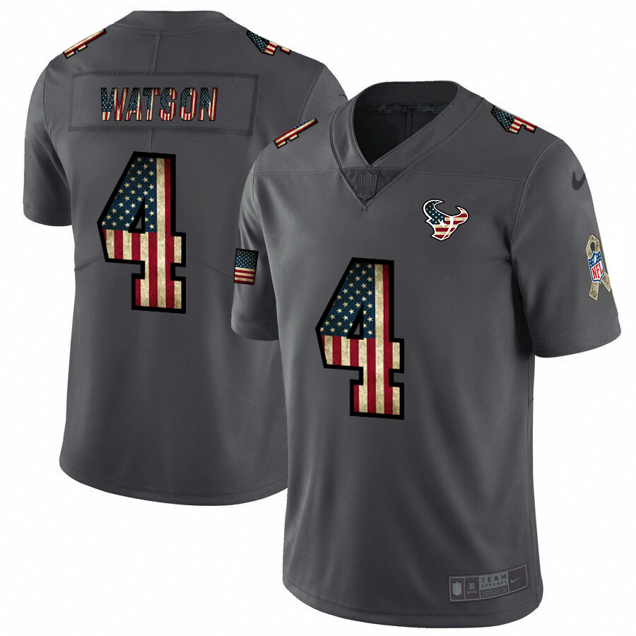 Houston Texans #4 Deshaun Watson Nike 2018 Salute to Service Retro USA Flag Limited NFL Jersey Houston Texans #4 Deshaun Watson Nike 2018 Salute to Service Retro USA Flag Limited NFL Jersey