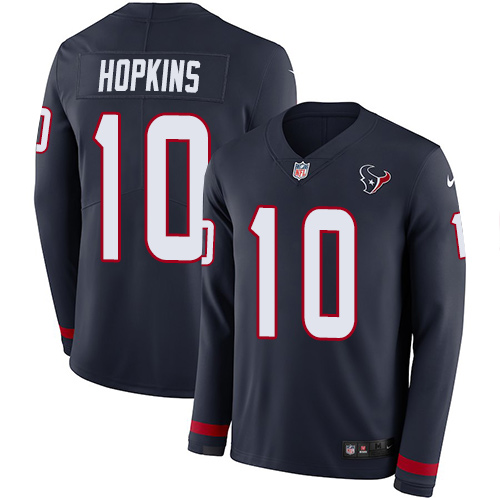 Nike Texans #10 DeAndre Hopkins Navy Blue Team Color Men's Stitched NFL Limited Therma Long Sleeve Jersey Nike Texans #10 DeAndre Hopkins Navy Blue Team Color Men's Stitched NFL Limited Therma Long Sleeve Jersey
