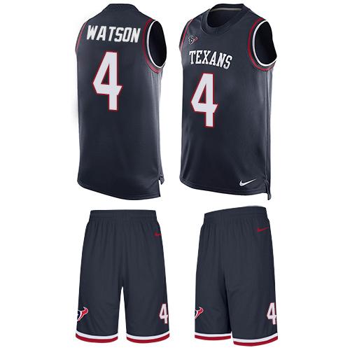 Nike Texans #4 Deshaun Watson Navy Blue Team Color Men's Stitched NFL Limited Tank Top Suit Jersey Nike Texans #4 Deshaun Watson Navy Blue Team Color Men's Stitched NFL Limited Tank Top Suit Jersey