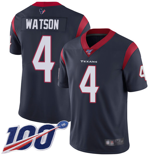 Nike Texans #4 Deshaun Watson Navy Blue Team Color Men's Stitched NFL 100th Season Vapor Limited Jersey Nike Texans #4 Deshaun Watson Navy Blue Team Color Men's Stitched NFL 100th Season Vapor Limited Jersey