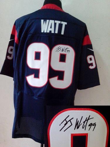 Nike Texans #99 J.J. Watt Navy Blue Team Color Men's Stitched NFL Elite Autographed Jersey Nike Texans #99 J.J. Watt Navy Blue Team Color Men's Stitched NFL Elite Autographed Jersey