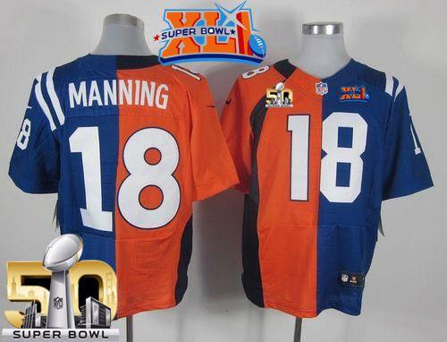 Nike Colts #18 Peyton Manning Orange/Royal Blue Super Bowl XLI & Super Bowl 50 Men's Stitched NFL Elite Split Broncos Jersey Nike Colts #18 Peyton Manning Orange/Royal Blue Super Bowl XLI & Super Bowl 50 Men's Stitched NFL Elite Split Broncos Jersey