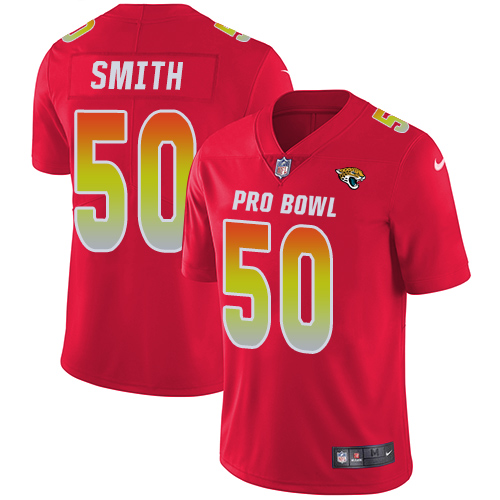 Nike Jaguars #50 Telvin Smith Red Men's Stitched NFL Limited AFC 2018 Pro Bowl Jersey Nike Jaguars #50 Telvin Smith Red Men's Stitched NFL Limited AFC 2018 Pro Bowl Jersey