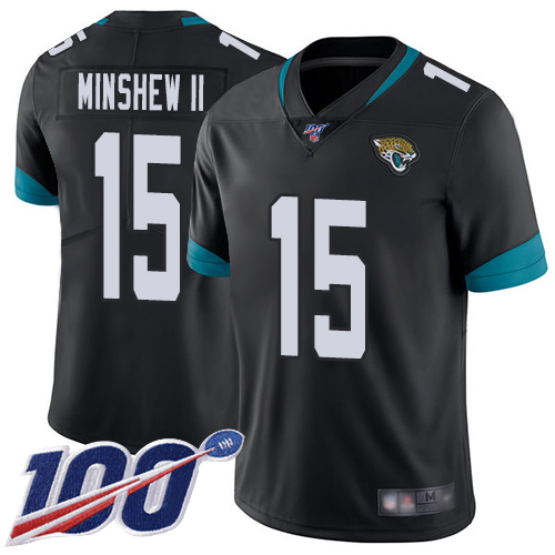 Nike Jaguars #15 Gardner Minshew II Black Team Color Men's Stitched NFL 100th Season Vapor Limited Jersey Nike Jaguars #15 Gardner Minshew II Black Team Color Men's Stitched NFL 100th Season Vapor Limited Jersey