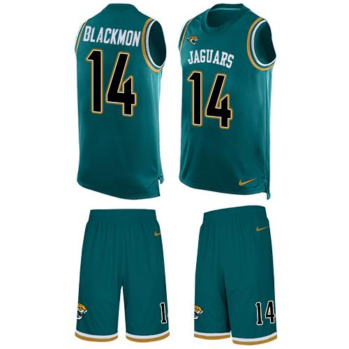 Nike Jaguars #14 Justin Blackmon Teal Green Alternate Men's Stitched NFL Limited Tank Top Suit Jersey Nike Jaguars #14 Justin Blackmon Teal Green Alternate Men's Stitched NFL Limited Tank Top Suit Jersey
