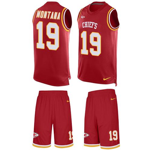 Nike Chiefs #19 Joe Montana Red Team Color Men's Stitched NFL Limited Tank Top Suit Jersey Nike Chiefs #19 Joe Montana Red Team Color Men's Stitched NFL Limited Tank Top Suit Jersey