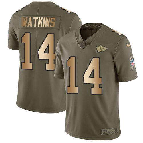Nike Chiefs #14 Sammy Watkins Olive/Gold Men's Stitched NFL Limited 2017 Salute To Service Jersey Nike Chiefs #14 Sammy Watkins Olive/Gold Men's Stitched NFL Limited 2017 Salute To Service Jersey