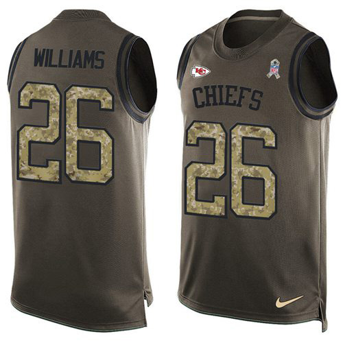 Nike Chiefs #26 Damien Williams Green Men's Stitched NFL Limited Salute To Service Tank Top Jersey Nike Chiefs #26 Damien Williams Green Men's Stitched NFL Limited Salute To Service Tank Top Jersey