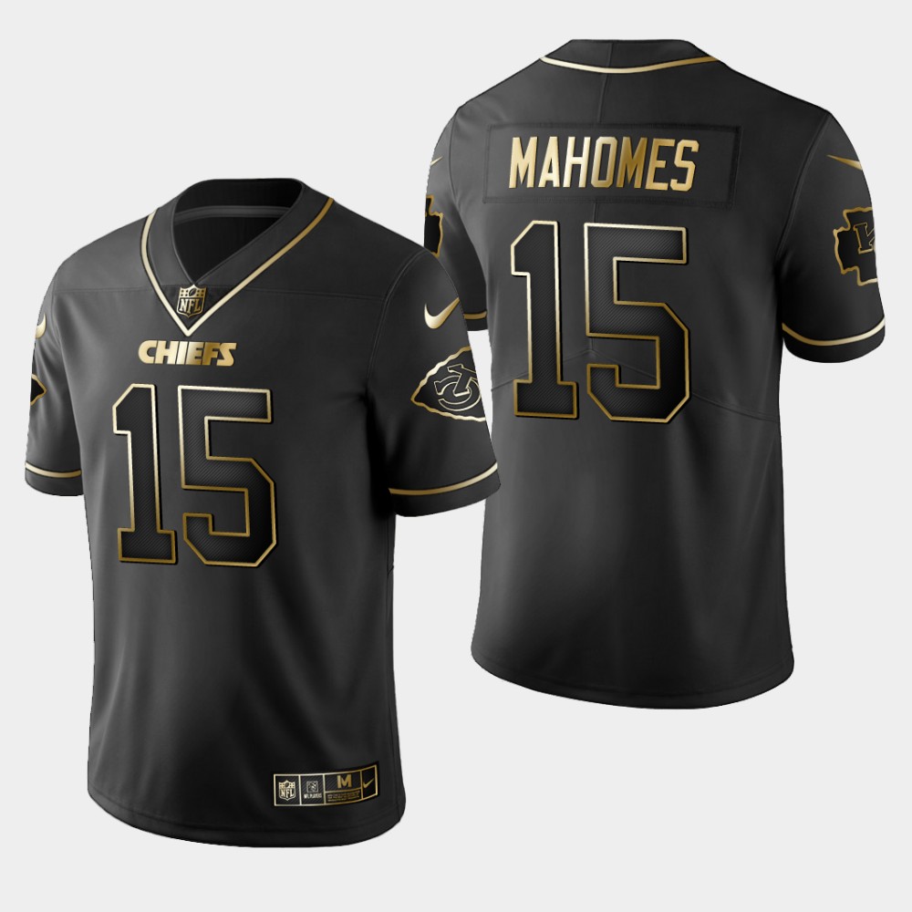 Kansas City Chiefs #15 Patrick Mahomes Vapor Limited Black Golden Jersey Kansas City Chiefs #15 Patrick Mahomes Vapor Limited Black Golden Jersey
