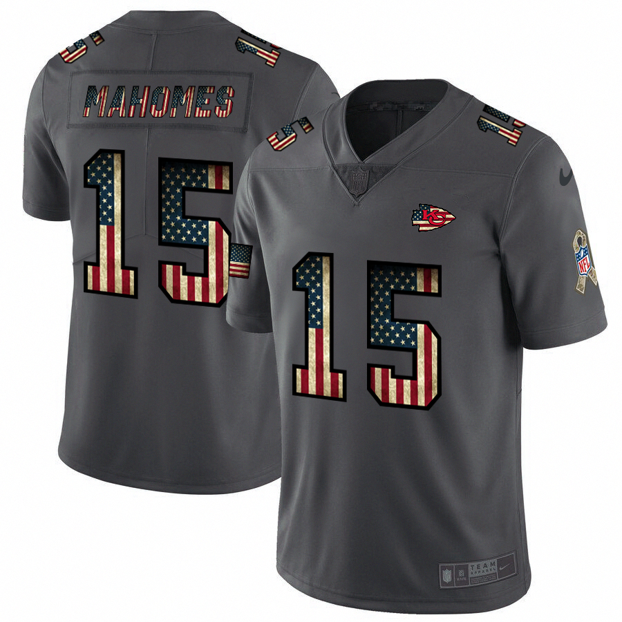 Kansas City Chiefs #15 Patrick Mahomes Nike 2018 Salute to Service Retro USA Flag Limited NFL Jersey Kansas City Chiefs #15 Patrick Mahomes Nike 2018 Salute to Service Retro USA Flag Limited NFL Jersey