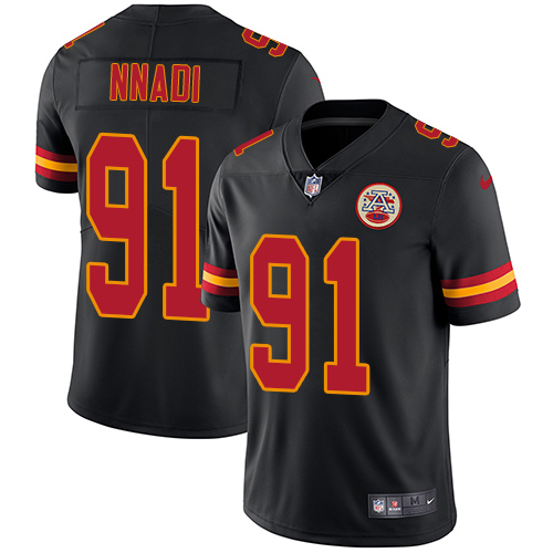Nike Chiefs #91 Derrick Nnadi Black Men's Stitched NFL Limited Rush Jersey Nike Chiefs #91 Derrick Nnadi Black Men's Stitched NFL Limited Rush Jersey
