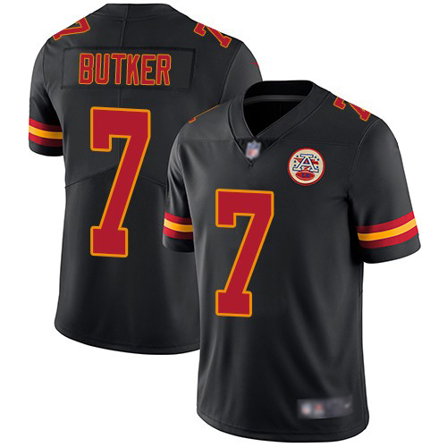Nike Chiefs #7 Harrison Butker Black Men's Stitched NFL Limited Rush Jersey Nike Chiefs #7 Harrison Butker Black Men's Stitched NFL Limited Rush Jersey