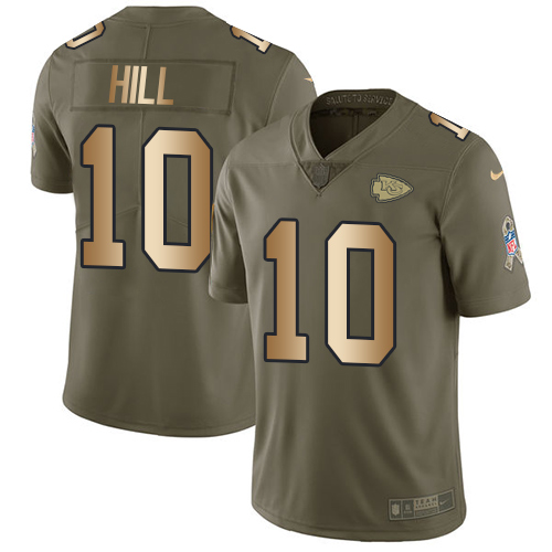 Nike Chiefs #10 Tyreek Hill Olive/Gold Men's Stitched NFL Limited 2017 Salute To Service Jersey Nike Chiefs #10 Tyreek Hill Olive/Gold Men's Stitched NFL Limited 2017 Salute To Service Jersey