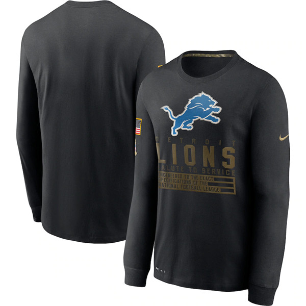 Men's Detroit Lions Black NFL 2020 Salute To Service Sideline Performance Long Sleeve T-Shirt Men's Detroit Lions Black NFL 2020 Salute To Service Sideline Performance Long Sleeve T-Shirt