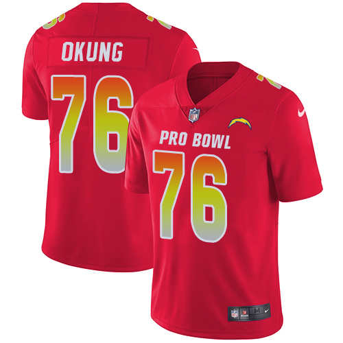 Nike Chargers #76 Russell Okung Red Men's Stitched NFL Limited AFC 2018 Pro Bowl Jersey Nike Chargers #76 Russell Okung Red Men's Stitched NFL Limited AFC 2018 Pro Bowl Jersey