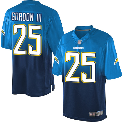 Nike Chargers #25 Melvin Gordon III Electric Blue/Navy Blue Men's Stitched NFL Elite Fadeaway Fashion Jersey Nike Chargers #25 Melvin Gordon III Electric Blue/Navy Blue Men's Stitched NFL Elite Fadeaway Fashion Jersey