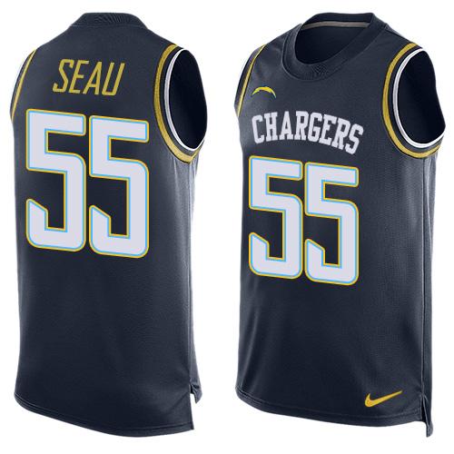 Nike Chargers #55 Junior Seau Navy Blue Team Color Men's Stitched NFL Limited Tank Top Jersey Nike Chargers #55 Junior Seau Navy Blue Team Color Men's Stitched NFL Limited Tank Top Jersey