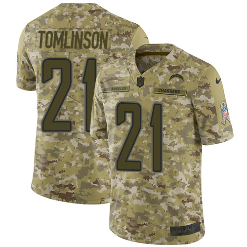 Nike Chargers #21 LaDainian Tomlinson Camo Men's Stitched NFL Limited 2018 Salute To Service Jersey Nike Chargers #21 LaDainian Tomlinson Camo Men's Stitched NFL Limited 2018 Salute To Service Jersey