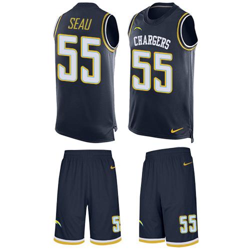 Nike Chargers #55 Junior Seau Navy Blue Team Color Men's Stitched NFL Limited Tank Top Suit Jersey Nike Chargers #55 Junior Seau Navy Blue Team Color Men's Stitched NFL Limited Tank Top Suit Jersey