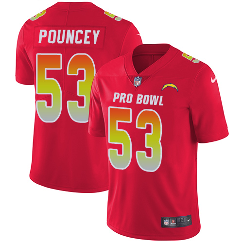 Nike Chargers #53 Mike Pouncey Red Men's Stitched NFL Limited AFC 2019 Pro Bowl Jersey Nike Chargers #53 Mike Pouncey Red Men's Stitched NFL Limited AFC 2019 Pro Bowl Jersey
