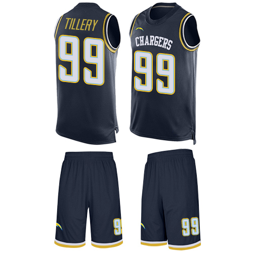 Nike Chargers #99 Jerry Tillery Navy Blue Team Color Men's Stitched NFL Limited Tank Top Suit Jersey Nike Chargers #99 Jerry Tillery Navy Blue Team Color Men's Stitched NFL Limited Tank Top Suit Jersey