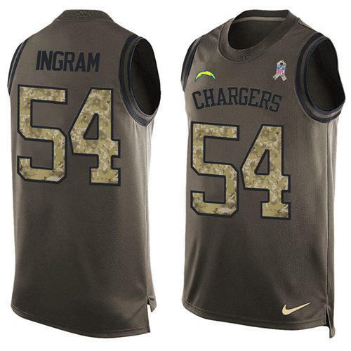 Nike Chargers #54 Melvin Ingram Green Men's Stitched NFL Limited Salute To Service Tank Top Jersey Nike Chargers #54 Melvin Ingram Green Men's Stitched NFL Limited Salute To Service Tank Top Jersey