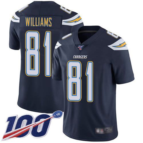 Nike Chargers #81 Mike Williams Navy Blue Team Color Men's Stitched NFL 100th Season Vapor Limited Jersey Nike Chargers #81 Mike Williams Navy Blue Team Color Men's Stitched NFL 100th Season Vapor Limited Jersey