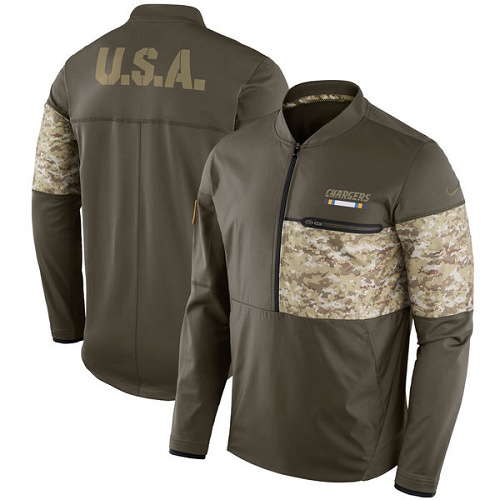 Men's Los Angeles Chargers Nike Olive Salute to Service Sideline Hybrid Half-Zip Pullover Jacket Men's Los Angeles Chargers Nike Olive Salute to Service Sideline Hybrid Half-Zip Pullover Jacket