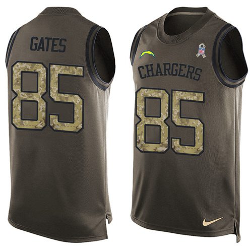 Nike Chargers #85 Antonio Gates Green Men's Stitched NFL Limited Salute To Service Tank Top Jersey Nike Chargers #85 Antonio Gates Green Men's Stitched NFL Limited Salute To Service Tank Top Jersey