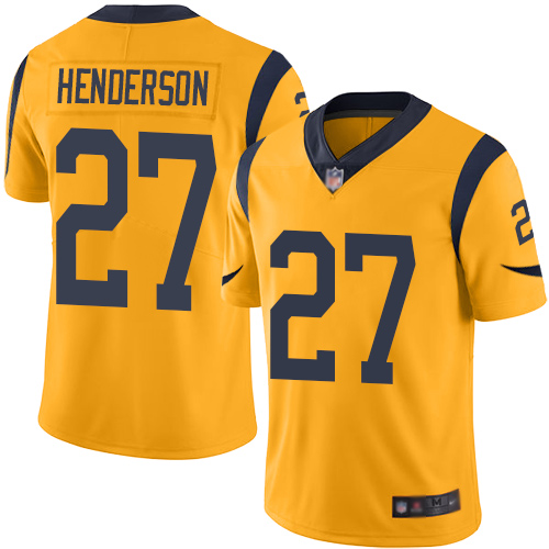 Nike Rams #27 Darrell Henderson Gold Men's Stitched NFL Limited Rush Jersey Nike Rams #27 Darrell Henderson Gold Men's Stitched NFL Limited Rush Jersey