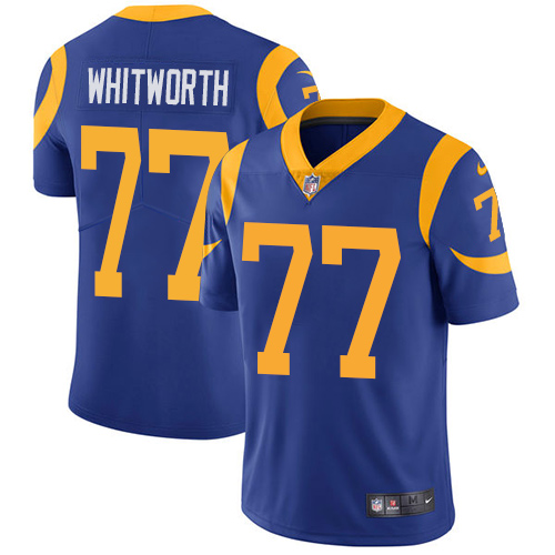 Nike Rams #77 Andrew Whitworth Royal Blue Alternate Men's Stitched NFL Vapor Untouchable Limited Jersey Nike Rams #77 Andrew Whitworth Royal Blue Alternate Men's Stitched NFL Vapor Untouchable Limited Jersey