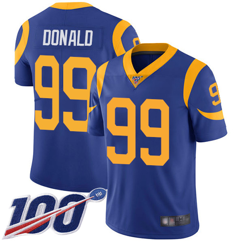 Nike Rams #99 Aaron Donald Royal Blue Alternate Men's Stitched NFL 100th Season Vapor Limited Jersey Nike Rams #99 Aaron Donald Royal Blue Alternate Men's Stitched NFL 100th Season Vapor Limited Jersey