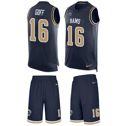 Nike Rams #16 Jared Goff Navy Blue Team Color Men's Stitched NFL Limited Tank Top Suit Jersey Nike Rams #16 Jared Goff Navy Blue Team Color Men's Stitched NFL Limited Tank Top Suit Jersey