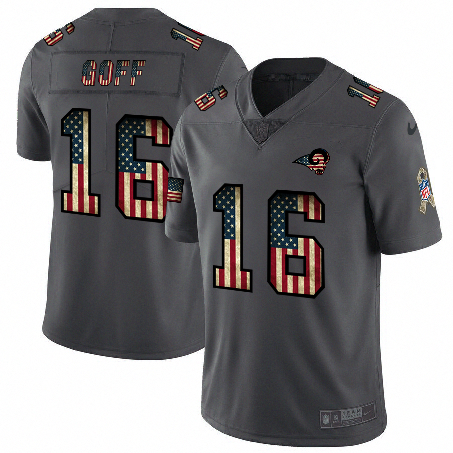 Los Angeles Rams #16 Jared Goff Nike 2018 Salute to Service Retro USA Flag Limited NFL Jersey Los Angeles Rams #16 Jared Goff Nike 2018 Salute to Service Retro USA Flag Limited NFL Jersey