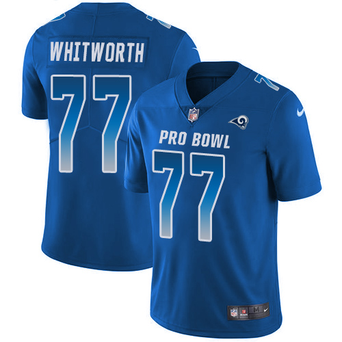 Nike Rams #77 Andrew Whitworth Royal Men's Stitched NFL Limited NFC 2018 Pro Bowl Jersey Nike Rams #77 Andrew Whitworth Royal Men's Stitched NFL Limited NFC 2018 Pro Bowl Jersey