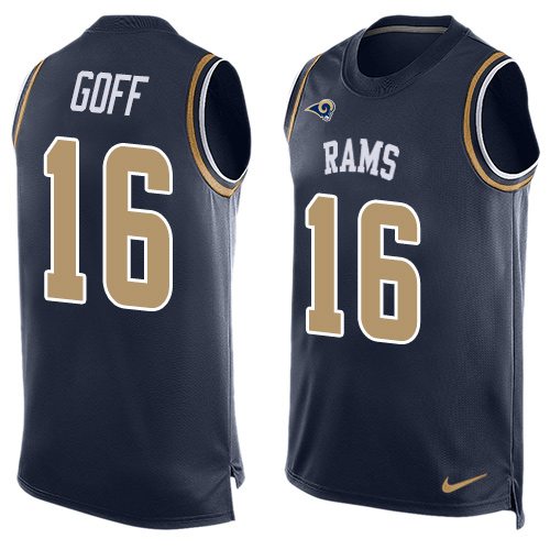 Nike Rams #16 Jared Goff Navy Blue Team Color Men's Stitched NFL Limited Tank Top Jersey Nike Rams #16 Jared Goff Navy Blue Team Color Men's Stitched NFL Limited Tank Top Jersey