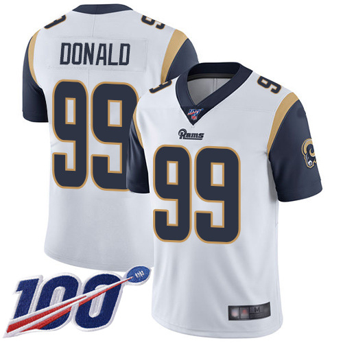 Nike Rams #99 Aaron Donald White Men's Stitched NFL 100th Season Vapor Limited Jersey Nike Rams #99 Aaron Donald White Men's Stitched NFL 100th Season Vapor Limited Jersey