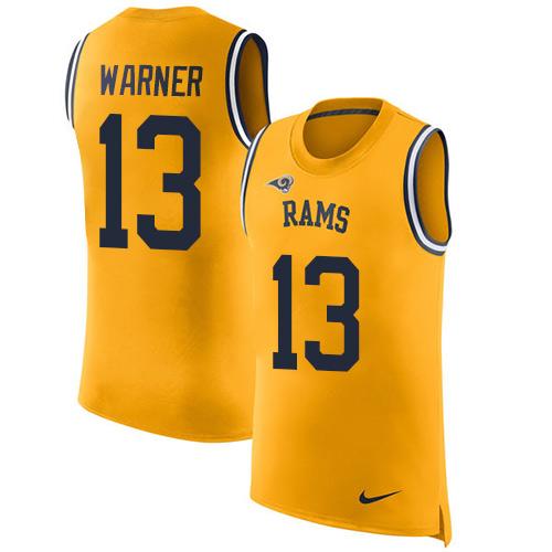 Nike Rams #13 Kurt Warner Gold Men's Stitched NFL Limited Rush Tank Top Jersey Nike Rams #13 Kurt Warner Gold Men's Stitched NFL Limited Rush Tank Top Jersey