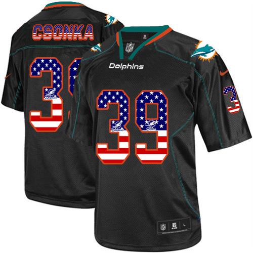 Nike Dolphins #39 Larry Csonka Black Men's Stitched NFL Elite USA Flag Fashion Jersey Nike Dolphins #39 Larry Csonka Black Men's Stitched NFL Elite USA Flag Fashion Jersey