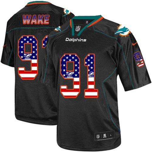 Nike Dolphins #91 Cameron Wake Black Men's Stitched NFL Elite USA Flag Fashion Jersey Nike Dolphins #91 Cameron Wake Black Men's Stitched NFL Elite USA Flag Fashion Jersey