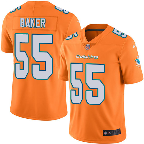 Nike Dolphins #55 Jerome Baker Orange Men's Stitched NFL Limited Rush Jersey Nike Dolphins #55 Jerome Baker Orange Men's Stitched NFL Limited Rush Jersey