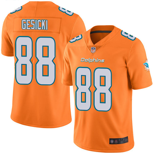 Nike Dolphins #88 Mike Gesicki Orange Men's Stitched NFL Limited Rush Jersey Nike Dolphins #88 Mike Gesicki Orange Men's Stitched NFL Limited Rush Jersey
