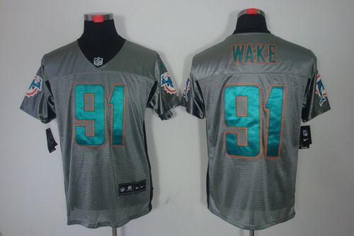 Nike Dolphins #91 Cameron Wake Grey Shadow Men's Stitched NFL Elite Jersey Nike Dolphins #91 Cameron Wake Grey Shadow Men's Stitched NFL Elite Jersey
