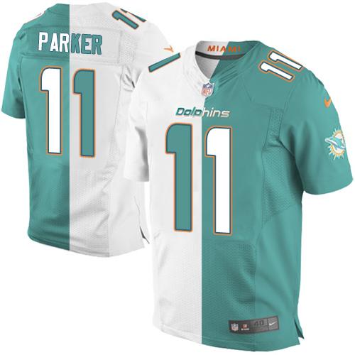 Nike Dolphins #11 DeVante Parker Aqua Green/White Men's Stitched NFL Elite Split Jersey Nike Dolphins #11 DeVante Parker Aqua Green/White Men's Stitched NFL Elite Split Jersey
